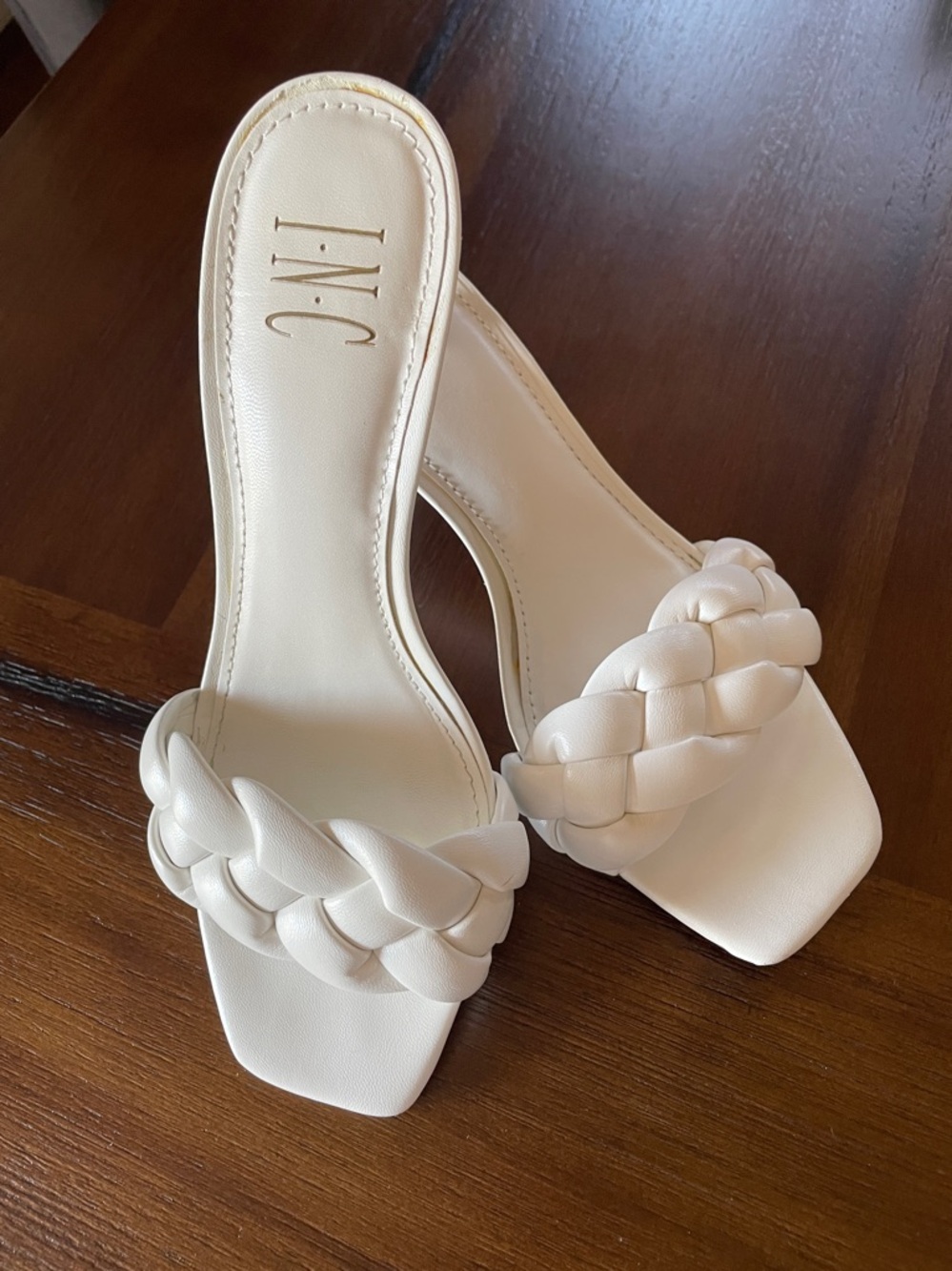 INC International Concepts White Braided Kitten Heels 7.5M